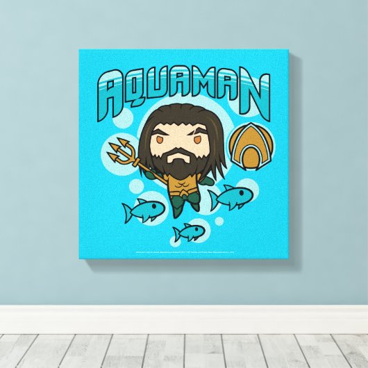 Aquaman | Chibi Aquaman Undersea Grafisch Canvas Afdruk (Insitu (Houten vloer))