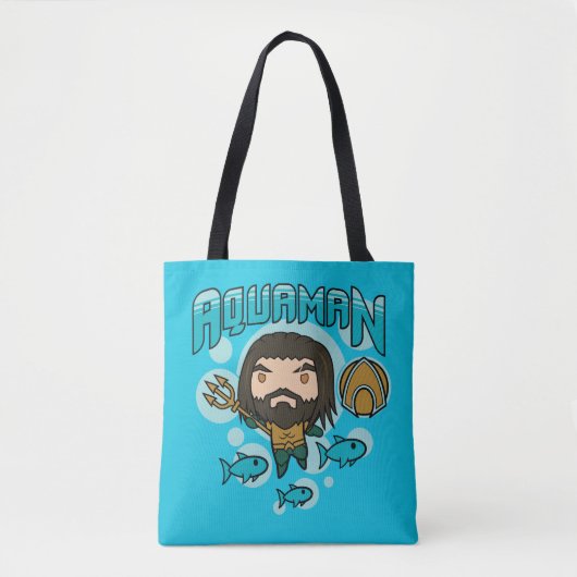 Aquaman | Chibi Aquaman Undersea Grafisch Tote Bag (Voorkant)