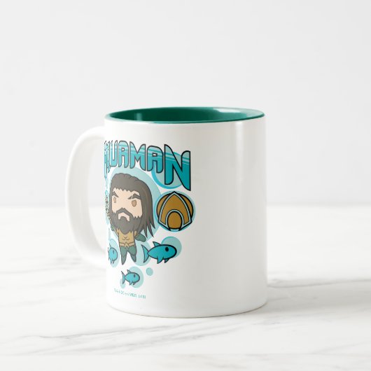 Aquaman | Chibi Aquaman Undersea Grafisch Tweekleurige Koffiemok (Voorkant links)