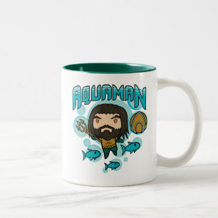 Aquaman   Chibi Aquaman Undersea Grafisch Tweekleurige Koffiemok