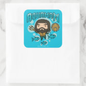 Aquaman | Chibi Aquaman Undersea Grafisch Vierkante Sticker (Tas)