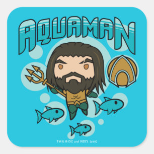 Aquaman   Chibi Aquaman Undersea Grafisch Vierkante Sticker