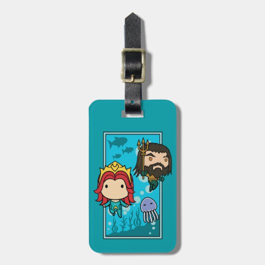 Aquaman | Chibi Mera & Aquaman Undersea Graphic Bagagelabel (Voorkant verticaal)