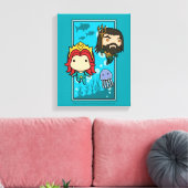 Aquaman | Chibi Mera & Aquaman Undersea Graphic Canvas Afdruk (Insitu (Woonkamer))