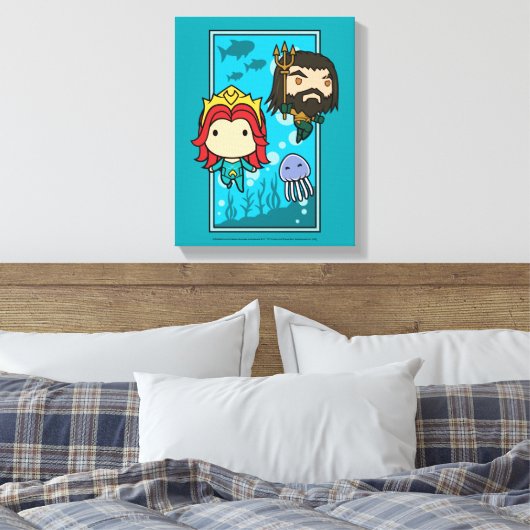 Aquaman | Chibi Mera & Aquaman Undersea Graphic Canvas Afdruk (Insitu (Slaapkamer))