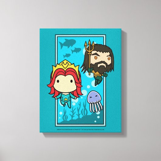 Aquaman | Chibi Mera & Aquaman Undersea Graphic Canvas Afdruk (Voorkant)