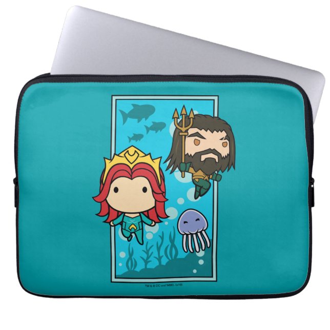 Aquaman | Chibi Mera & Aquaman Undersea Graphic Laptop Sleeve (Voorkant)