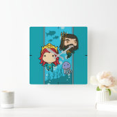 Aquaman | Chibi Mera & Aquaman Undersea Graphic Vierkante Klok (Huis)