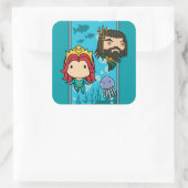 Aquaman | Chibi Mera & Aquaman Undersea Graphic Vierkante Sticker (Tas)