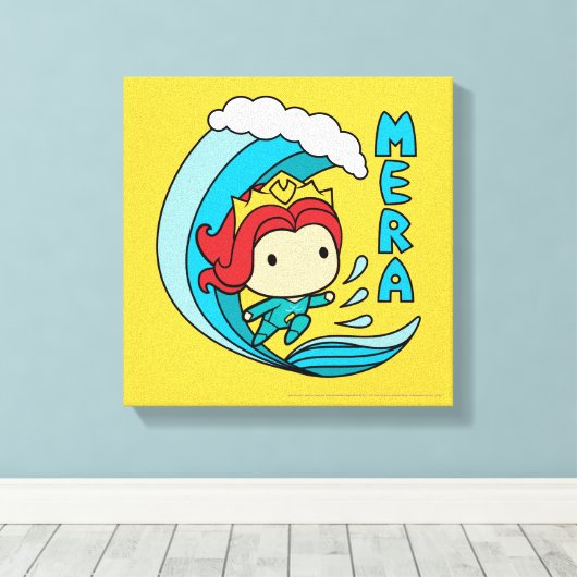 Aquaman | Chibi Mera Riding Wave Graphic Canvas Afdruk (Insitu (Houten vloer))