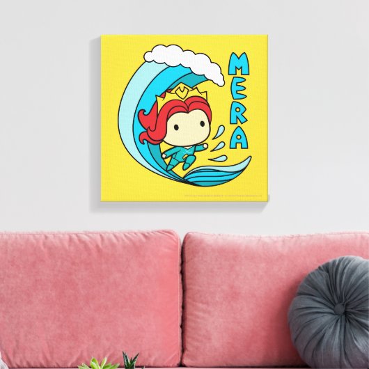 Aquaman | Chibi Mera Riding Wave Graphic Canvas Afdruk (Insitu (Woonkamer))