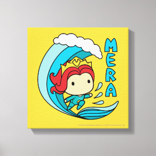 Aquaman   Chibi Mera Riding Wave Graphic Canvas Afdruk