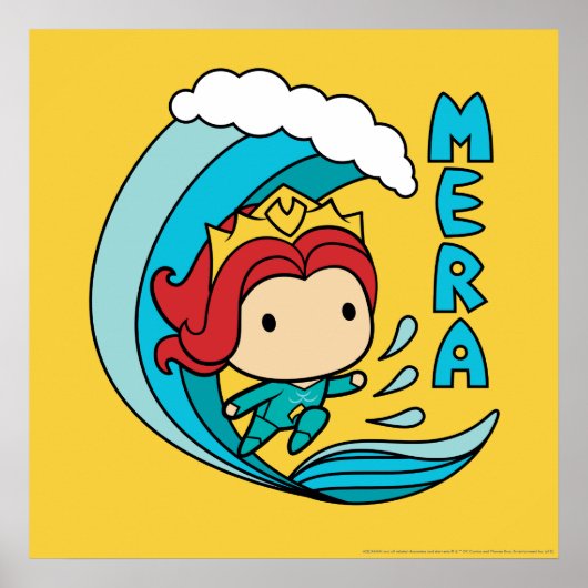 Aquaman | Chibi Mera Riding Wave Graphic Poster (Voorkant)