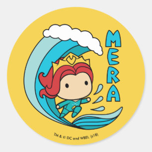 Aquaman Chibi Mera Riding Wave Graphic Ronde Sticker