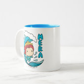 Aquaman | Chibi Mera Riding Wave Graphic Tweekleurige Koffiemok (Voorkant links)