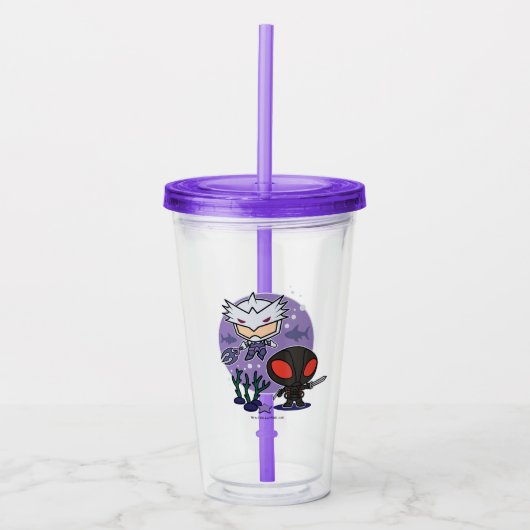 Aquaman | Chibi Orm & Black Manta Undersea Graphic Acryl Drinkbeker (Voorkant)