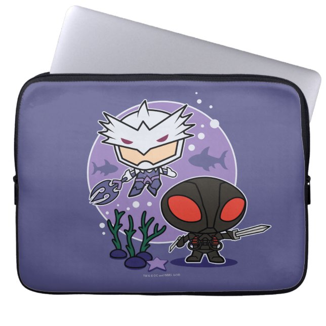 Aquaman | Chibi Orm & Black Manta Undersea Graphic Laptop Sleeve (Voorkant)