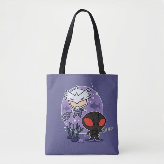 Aquaman | Chibi Orm & Black Manta Undersea Graphic Tote Bag (Voorkant)