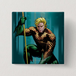 Aquaman Crouching Vierkante Button 5,1 Cm