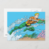 Aquaman Dashes Thru Water Briefkaart (Voorkant / Achterkant)