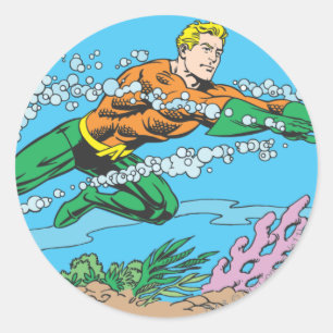 Aquaman Dashes Thru Water Ronde Sticker