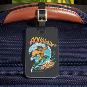 Aquaman en Trident Rising Surf Graphic Bagagelabel