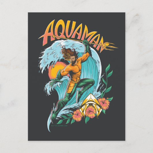 Aquaman en Trident Rising Surf Graphic Briefkaart (Voorkant)