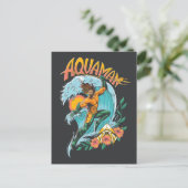 Aquaman en Trident Rising Surf Graphic Briefkaart (Staand voorkant)