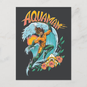 Aquaman en Trident Rising Surf Graphic Briefkaart