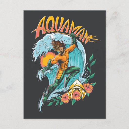 Aquaman en Trident Rising Surf Graphic Briefkaart (Voorkant)