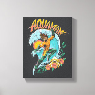 Aquaman en Trident Rising Surf Graphic Canvas Afdruk