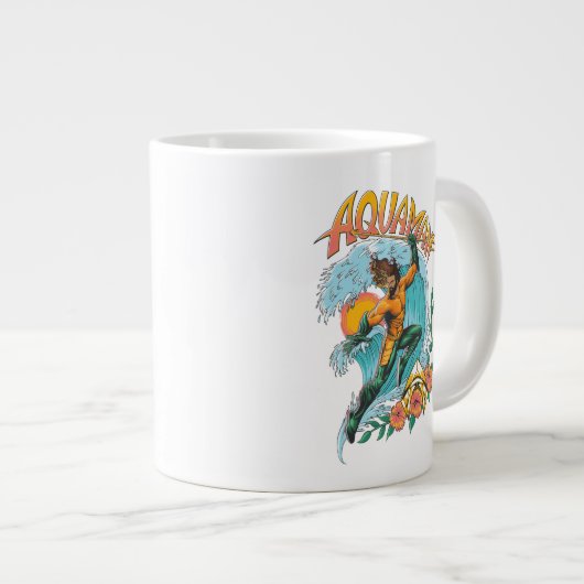 Aquaman en Trident Rising Surf Graphic Grote Koffiekop (Voorkant rechts)