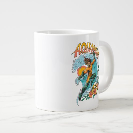 Aquaman en Trident Rising Surf Graphic Grote Koffiekop (Voorkant rechts)