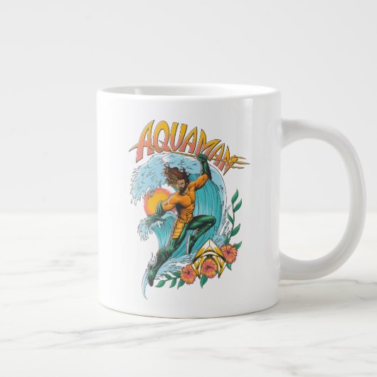 Aquaman en Trident Rising Surf Graphic Grote Koffiekop (Rechts)
