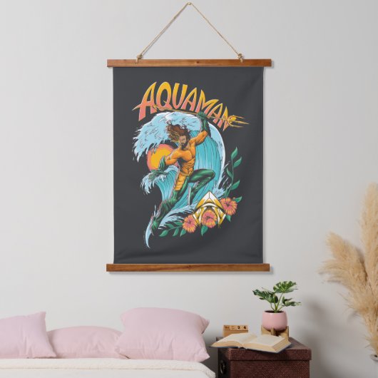 Aquaman en Trident Rising Surf Graphic Hangend Wandkleed (Slaapkamer)