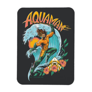 Aquaman en Trident Rising Surf Graphic Magneet