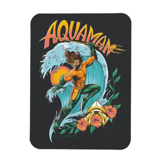 Aquaman en Trident Rising Surf Graphic Magneet (Verticaal)