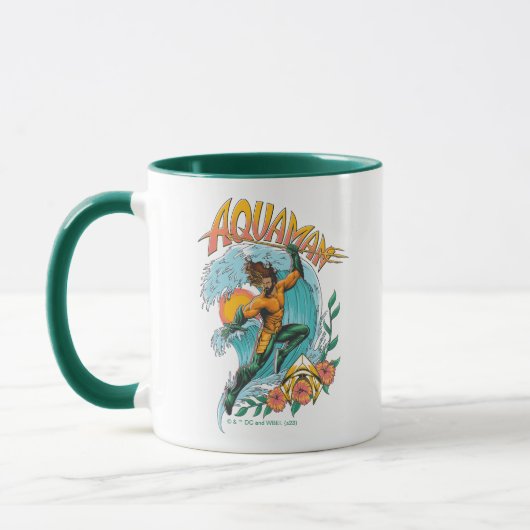 Aquaman en Trident Rising Surf Graphic Mok (Links)