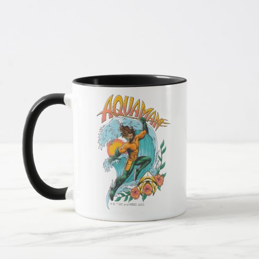 Aquaman en Trident Rising Surf Graphic Mok (Links)