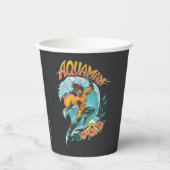 Aquaman en Trident Rising Surf Graphic Papieren Bekers (Voorkant)
