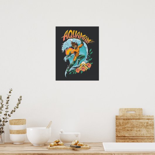 Aquaman en Trident Rising Surf Graphic Poster (Keuken)