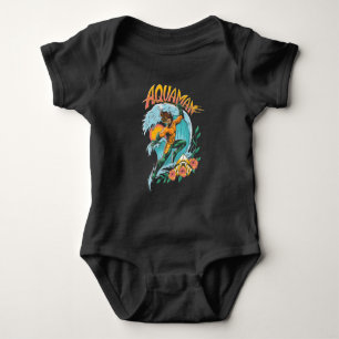 Aquaman en Trident Rising Surf Graphic Romper