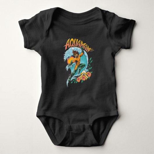 Aquaman en Trident Rising Surf Graphic Romper (Voorkant)