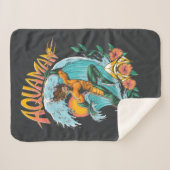 Aquaman en Trident Rising Surf Graphic Sherpa Deken (Voorkant (horizontaal))