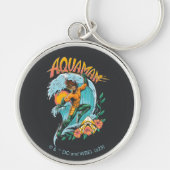 Aquaman en Trident Rising Surf Graphic Sleutelhanger (Voorkant)