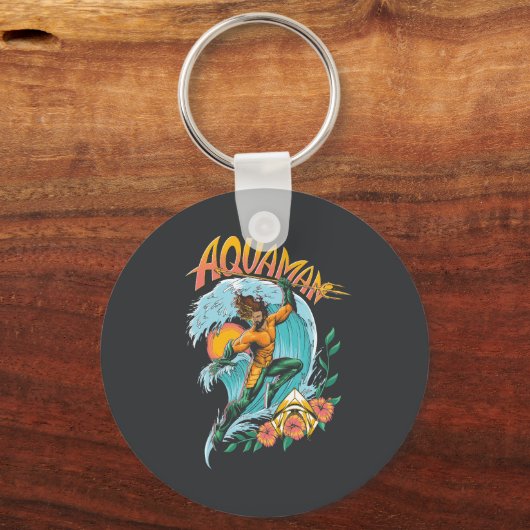 Aquaman en Trident Rising Surf Graphic Sleutelhanger (Achterkant)