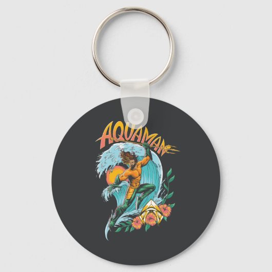 Aquaman en Trident Rising Surf Graphic Sleutelhanger (Achterkant)