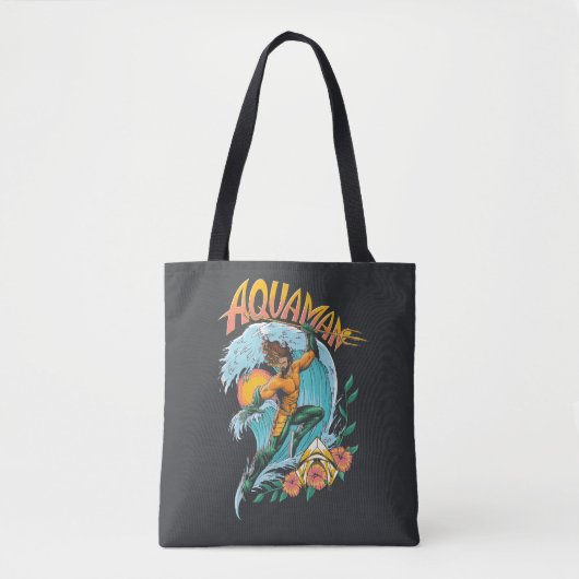 Aquaman en Trident Rising Surf Graphic Tote Bag (Voorkant)
