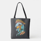 Aquaman en Trident Rising Surf Graphic Tote Bag (Achterkant)