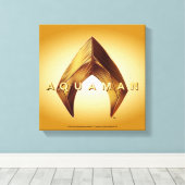 Aquaman | Golden Aquaman Logo Canvas Afdruk (Insitu (Houten vloer))